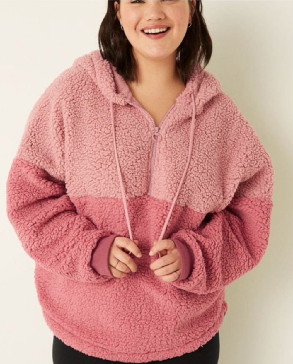 Victoria's Secret Pink Varsity fleece quarter zip hoodie Size S Comfycore